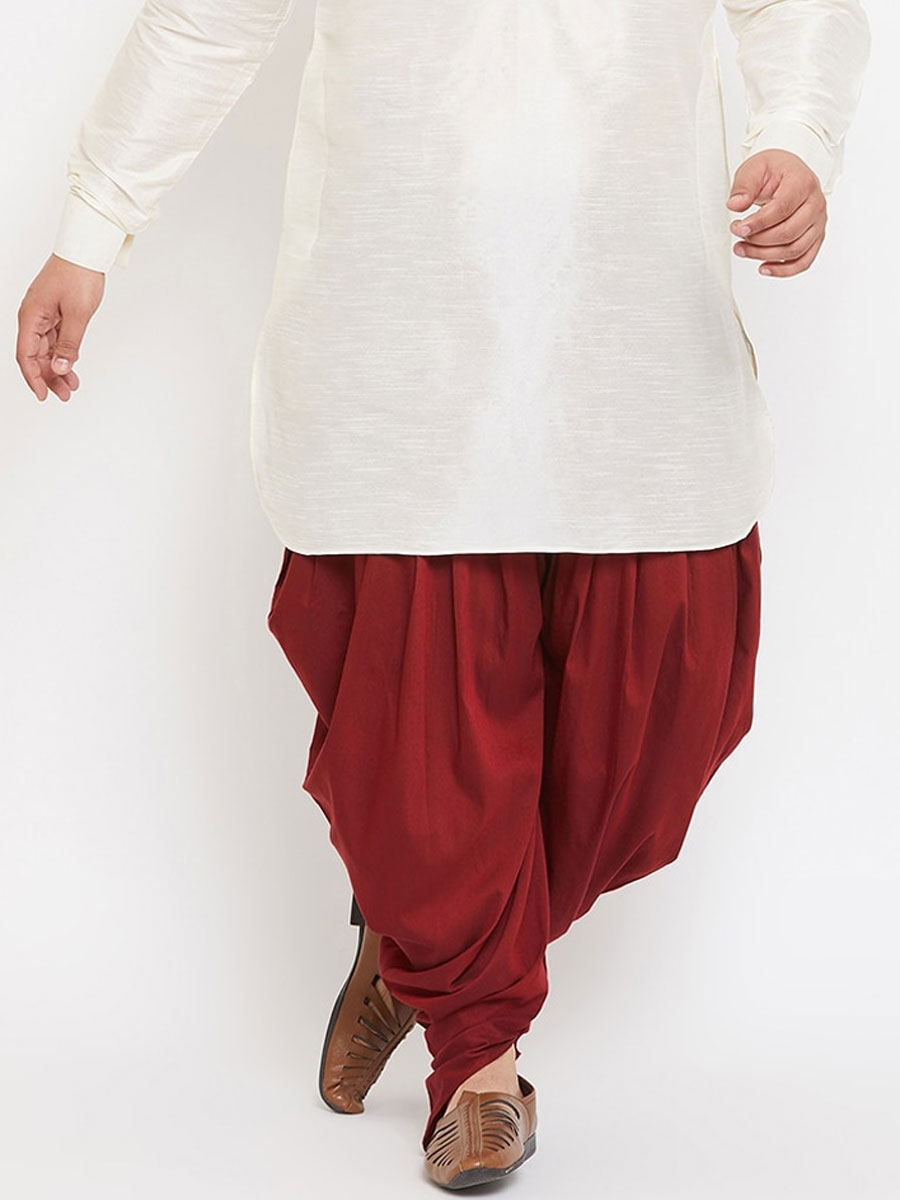 Off-White Dupion Silk Festival Plain Kurta