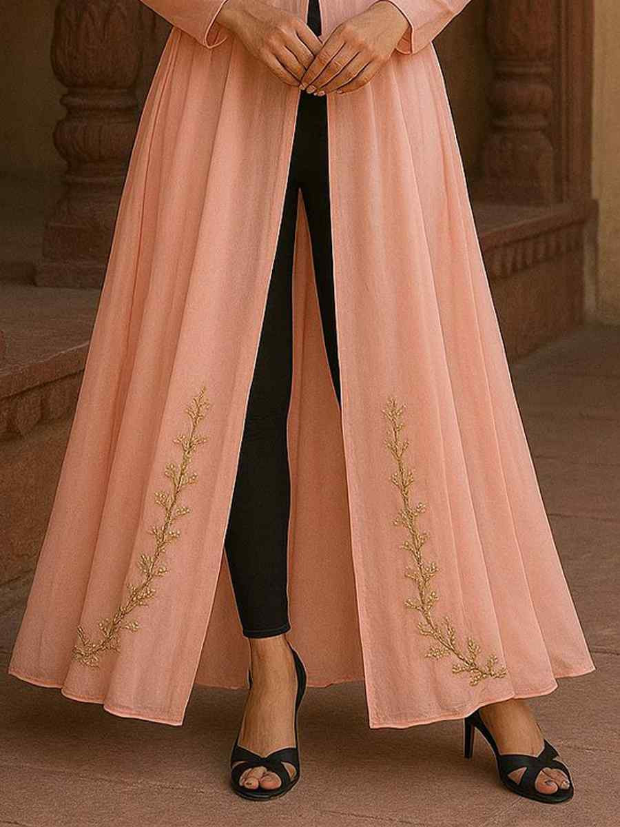 Off-White Georgette Embroidered Festival Casual Kurti with Bottom