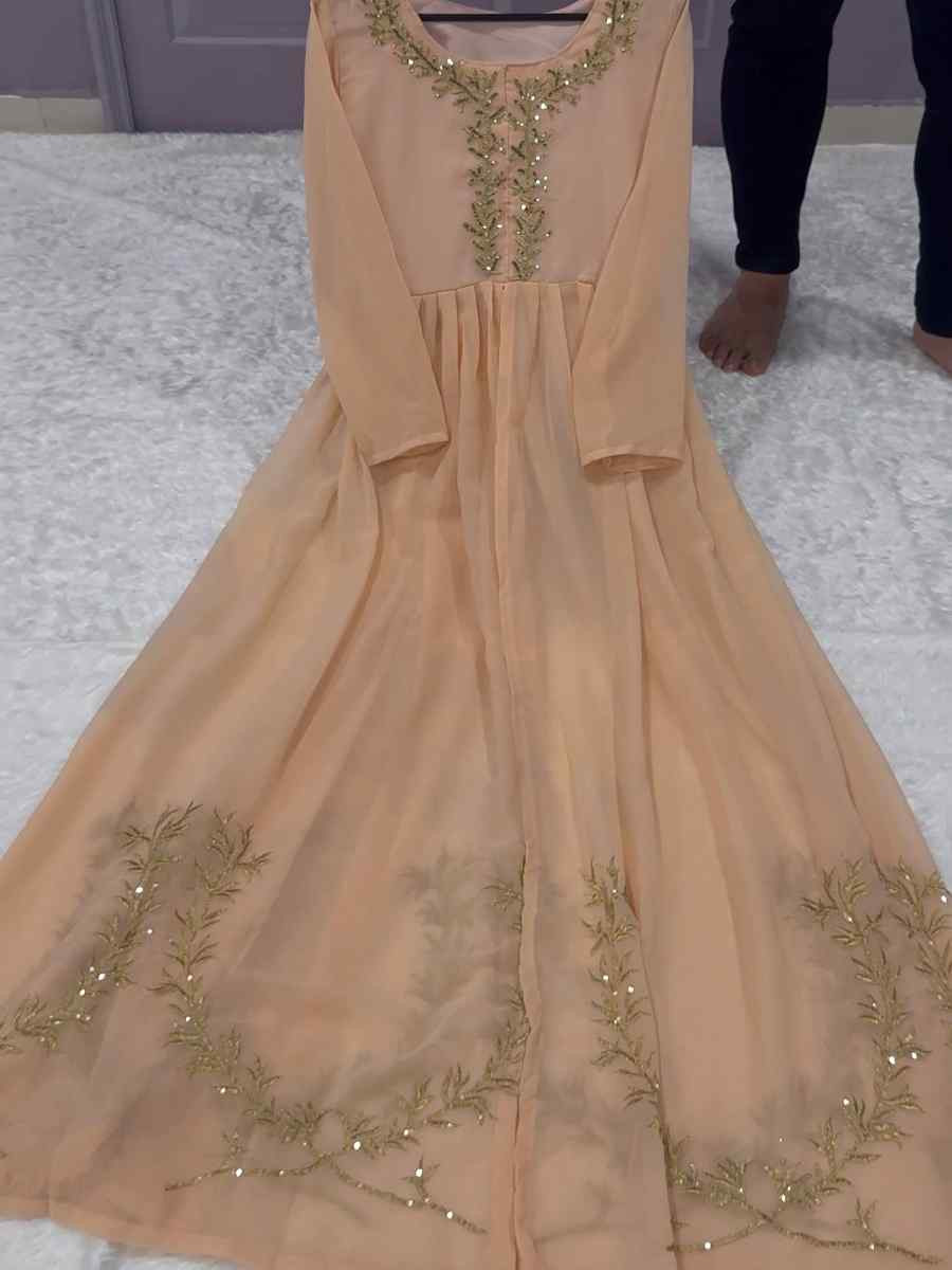 Off-White Georgette Embroidered Festival Casual Kurti with Bottom