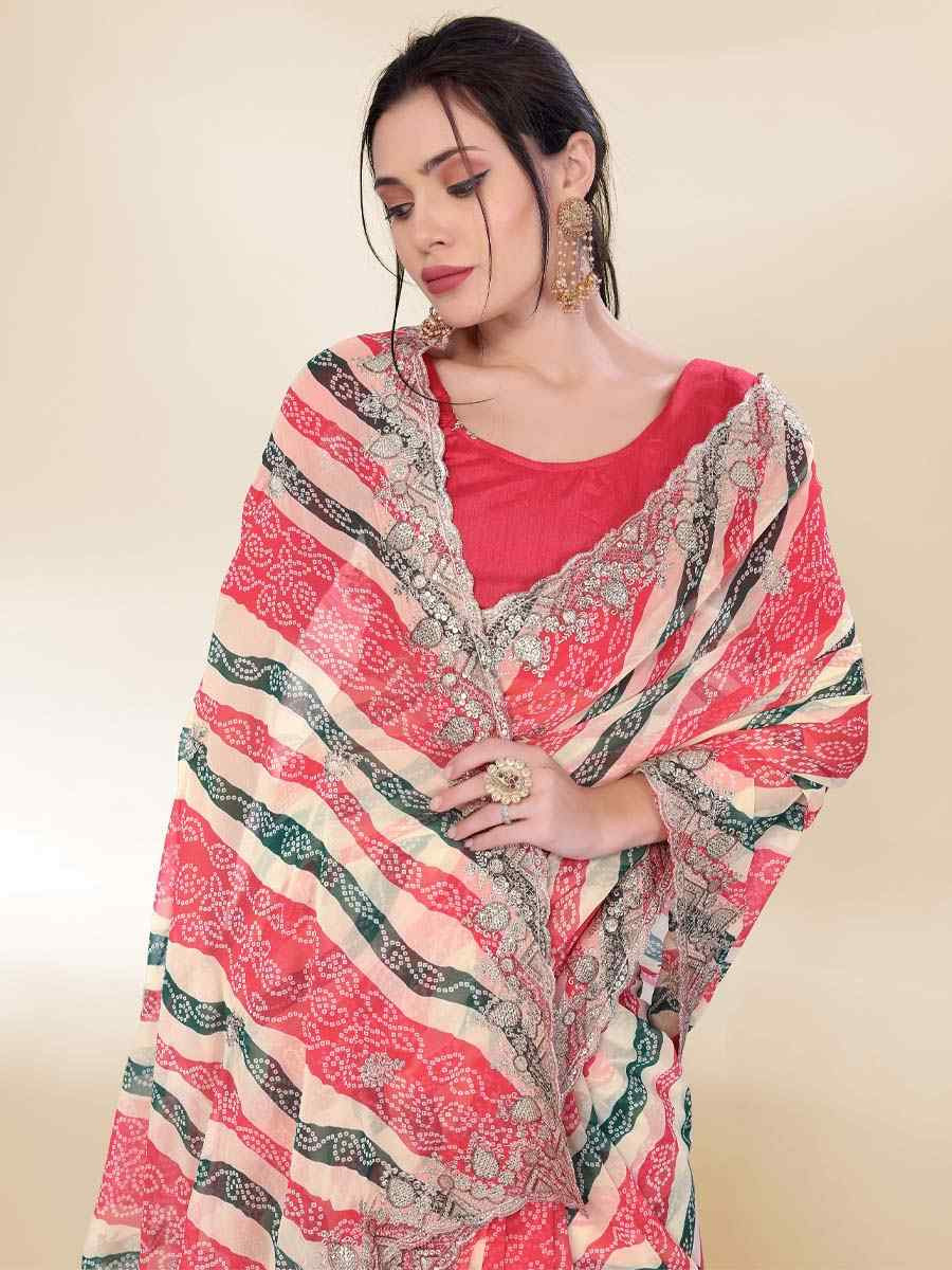 Off White Georgette Printed with Embroidered Festival Wedding Fancy Heavy Border Saree