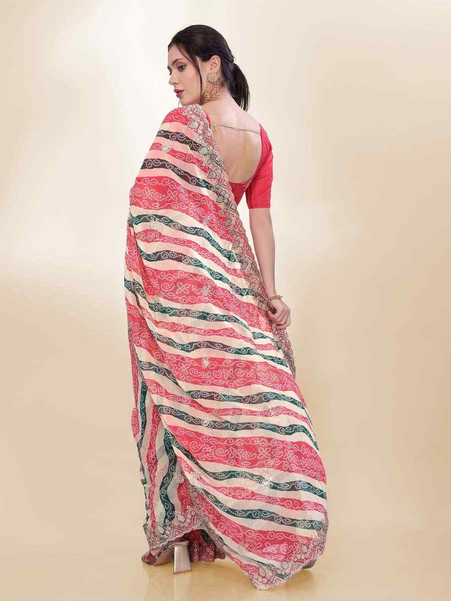 Off White Georgette Printed with Embroidered Festival Wedding Fancy Heavy Border Saree