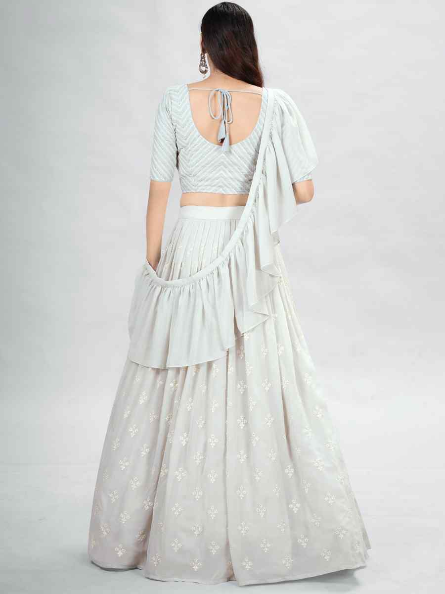 Off-White Georgette Sequins Festival Party Wear Circular Lehenga Choli