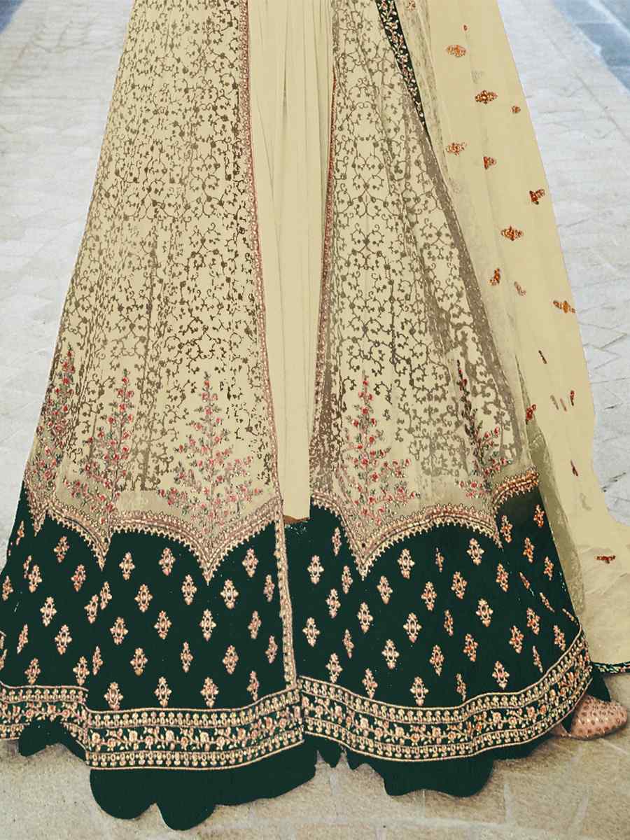 Off White Heavy Butterfly Net Embroidered Festival Party Anarkali Salwar Kameez