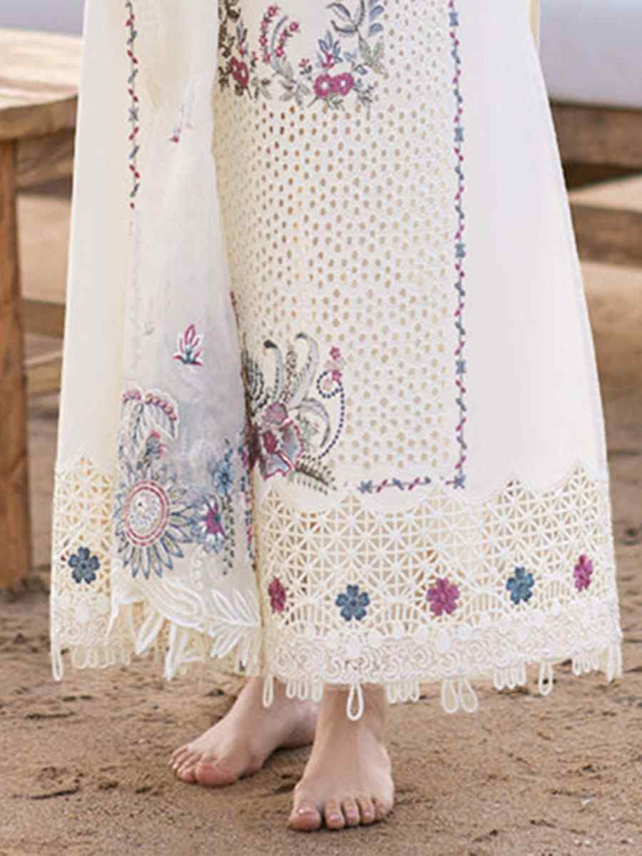 Off-White Heavy Cotton Embroidered Festival Wedding Lawn Salwar Kameez