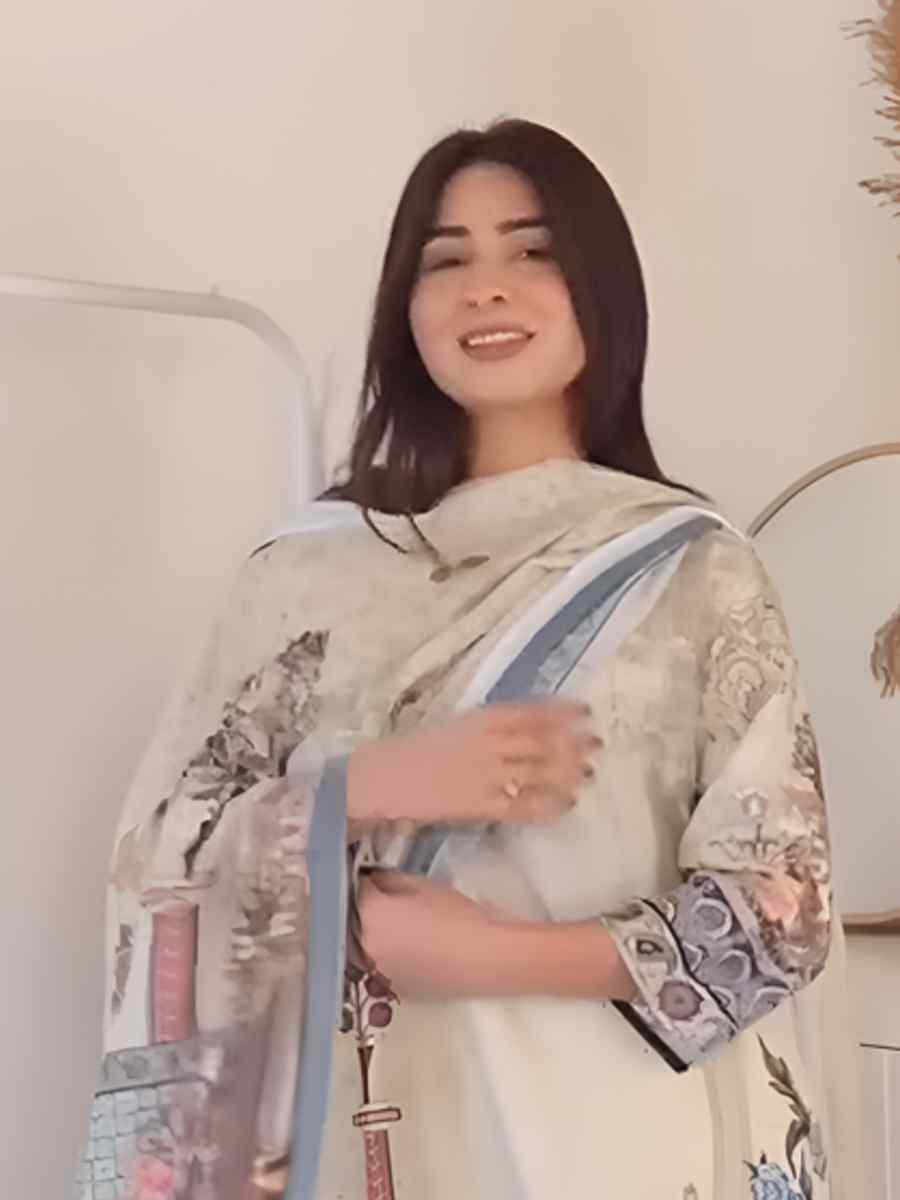 Off-White Heavy Muslim Cotton Printed Festival Casual Ready Pant Salwar Kameez