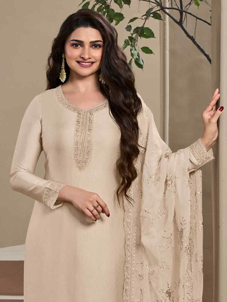 Off-White Heavy Natural Crep Embroidered Festival Wedding Pant Salwar Kameez