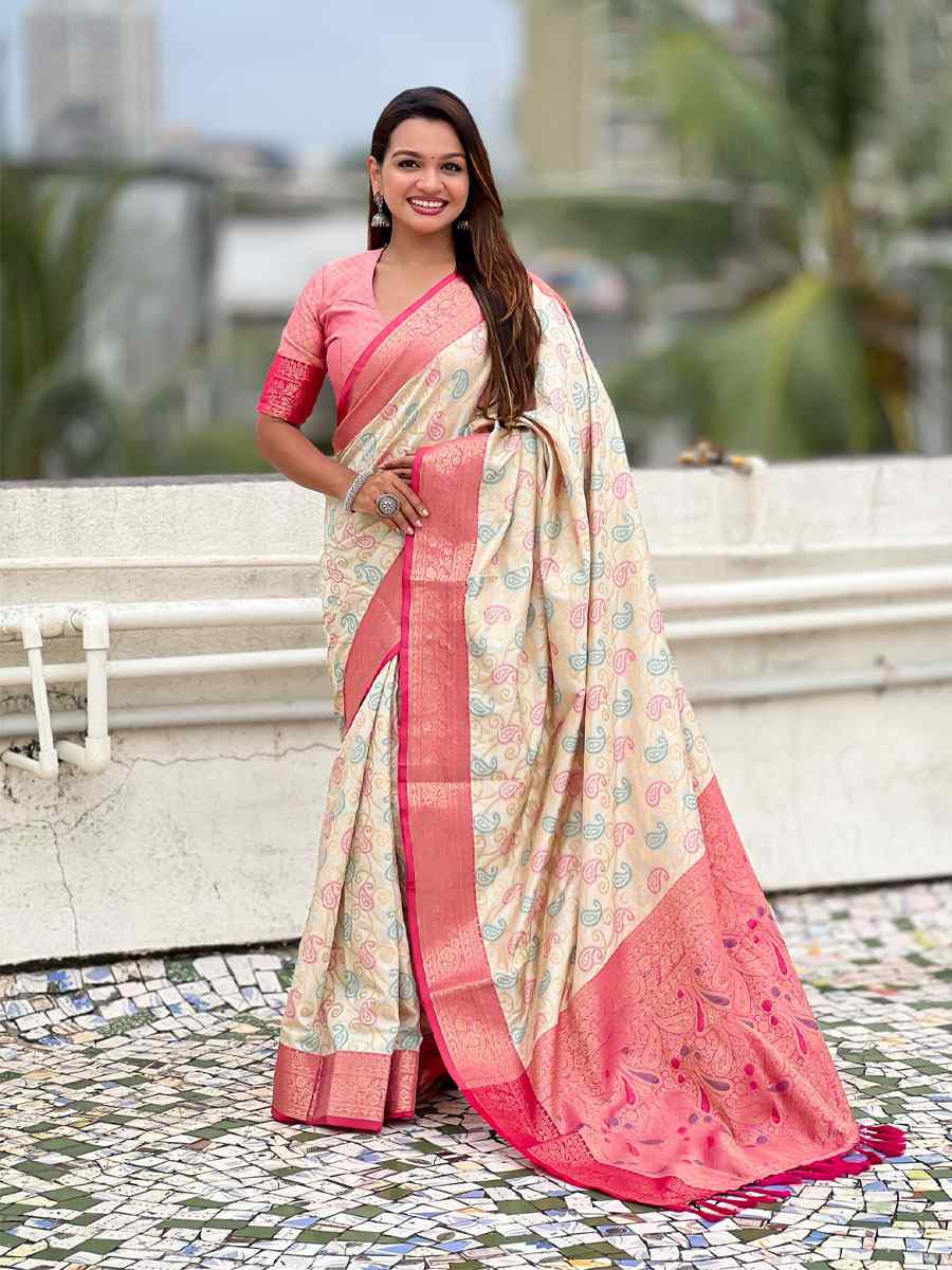 Off-White Patola Silk Handwoven Casual Reception Festival Wedding Fancy Classic Style Sarees