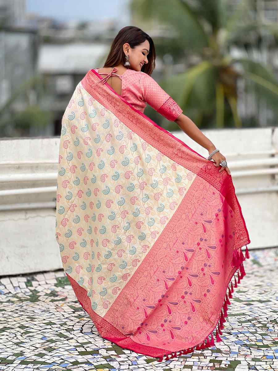 Off-White Patola Silk Handwoven Casual Reception Festival Wedding Fancy Classic Style Sarees