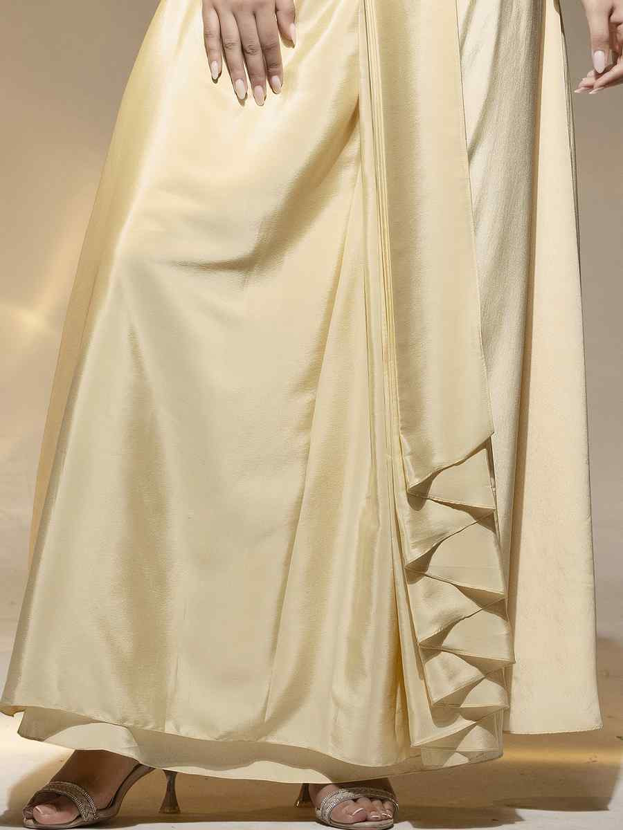 Off-White Premium Crepe Embroidered Festival Wedding Party Kurti Bottom Women Wear