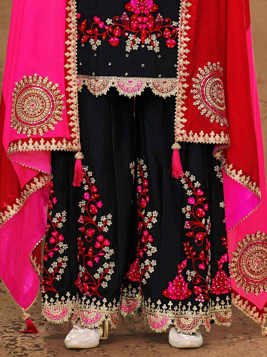 Off-White Premium Fiber Chinnon Embroidery Party Wedding Festival Casual Ready Palazzo Pant Salwar Kameez