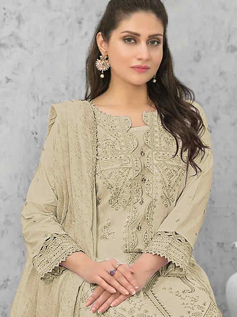 Off-White Pure Cambric Cotton Embroidered Festival Wedding Pant Salwar Kameez