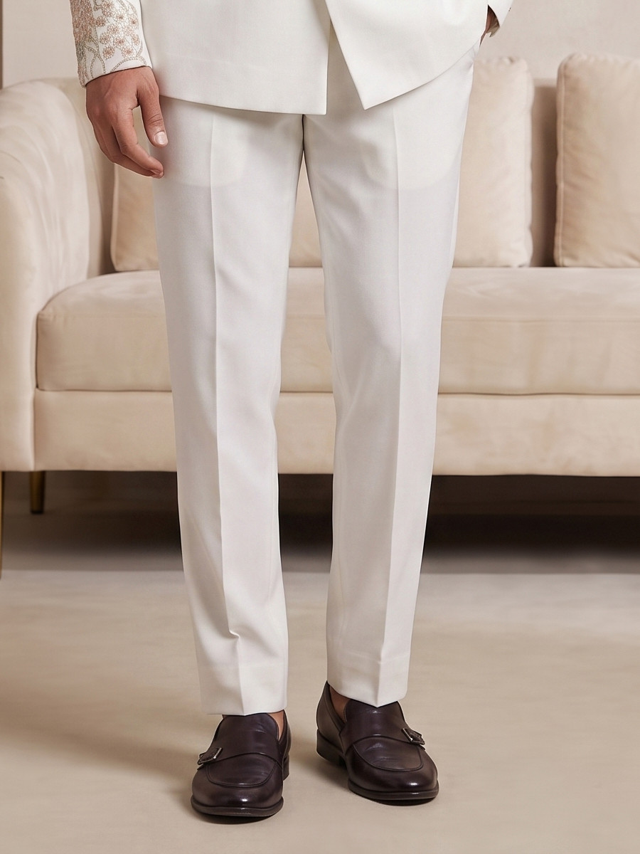 Off white Pure Lachka Embroidery Wedding Party Festival Casual Groom Ready jodhpuri suit