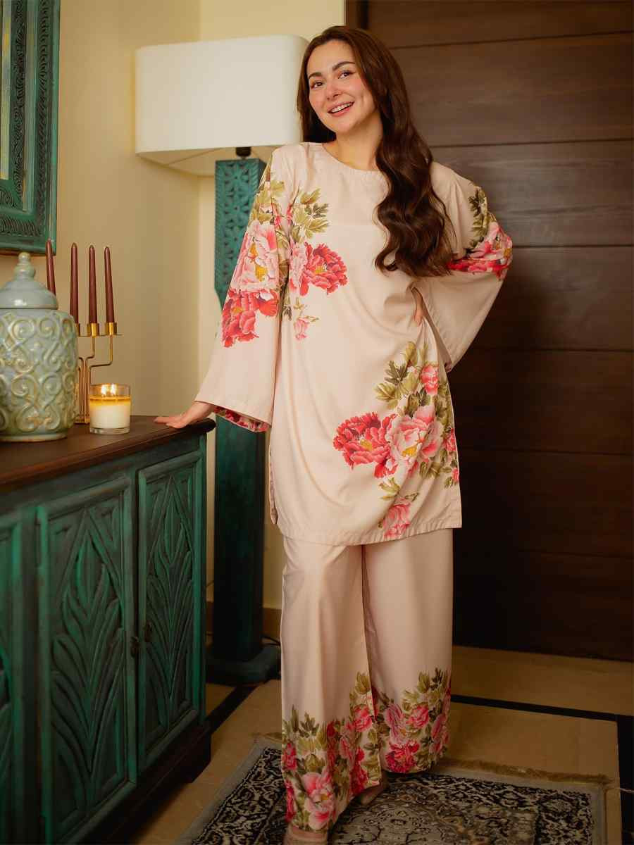 Off-White Pure Natural Crepe Embroidered Festival Casual Kurti