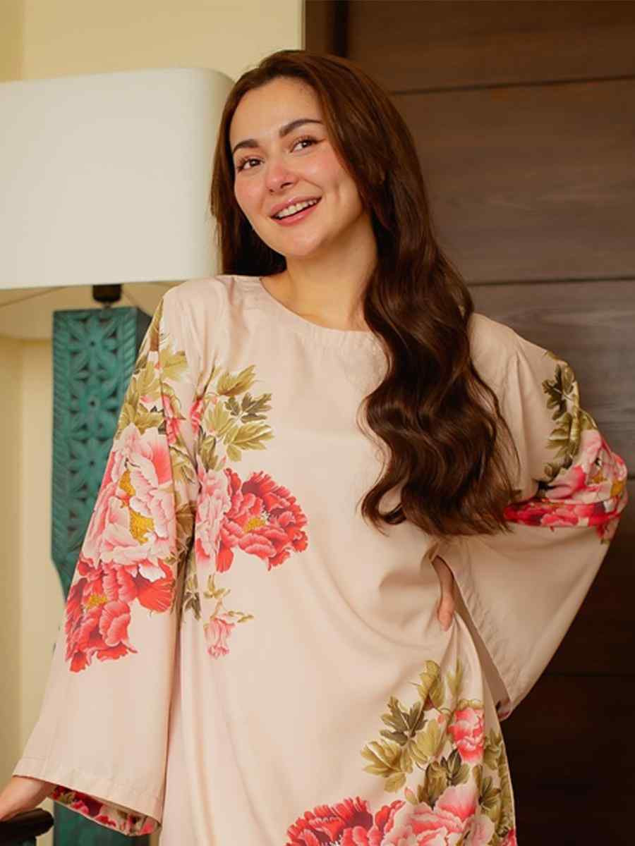 Off-White Pure Natural Crepe Embroidered Festival Casual Kurti