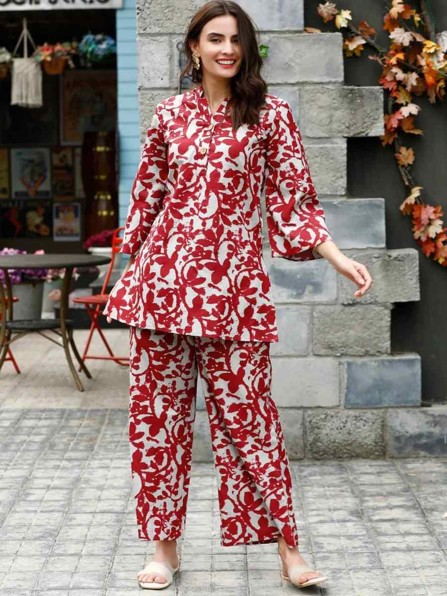 Off-White Rayon Printed Festival Casual Kurti