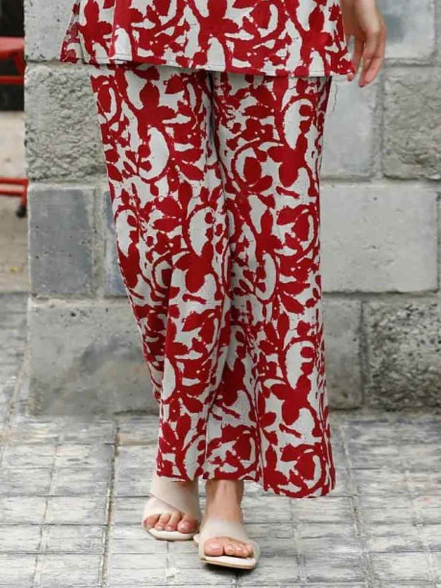 Off-White Rayon Printed Festival Casual Kurti