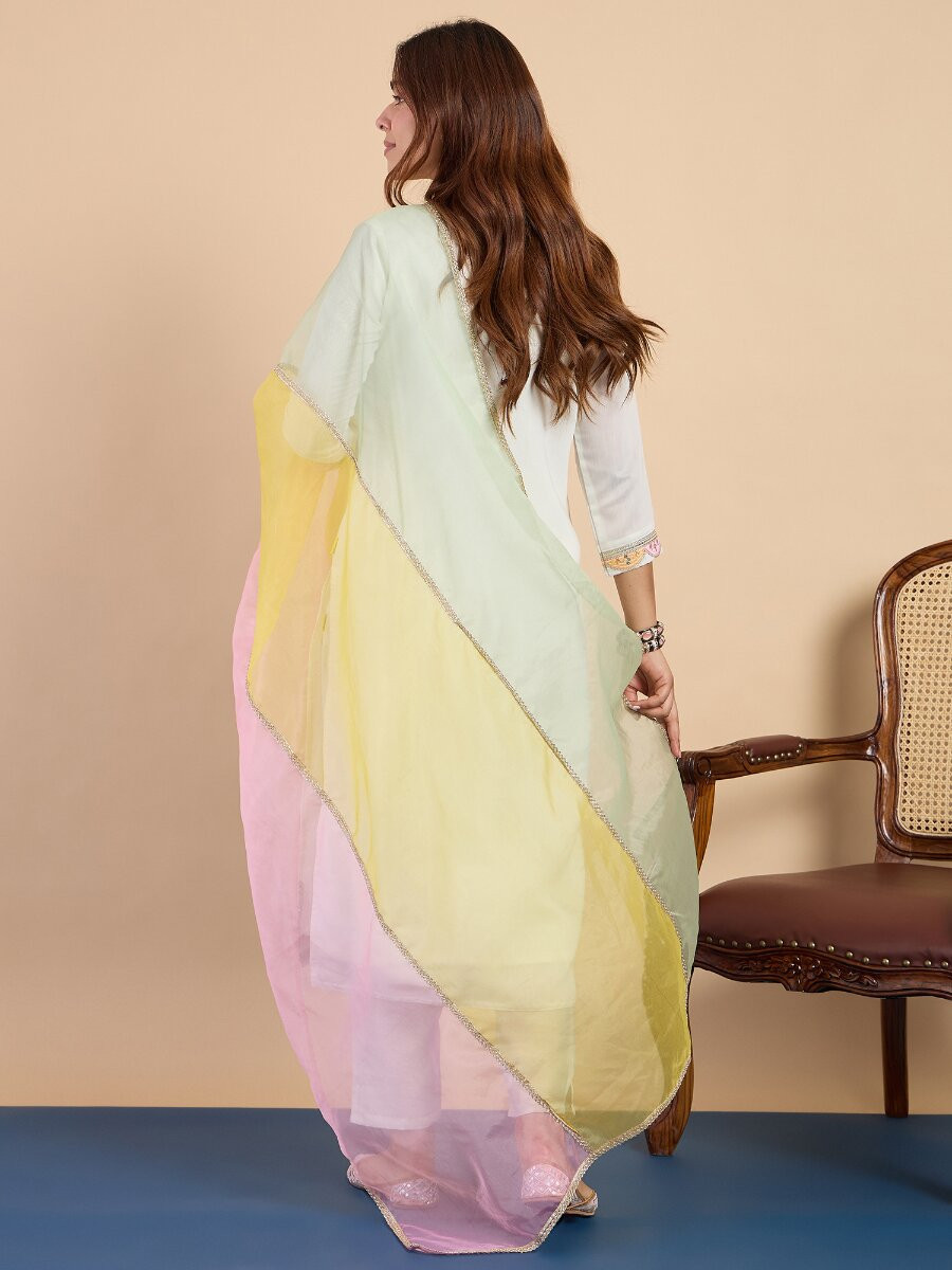 Off White Silk Blend Embroidery Wedding Party Festival Casual Pant Salwar Kameez