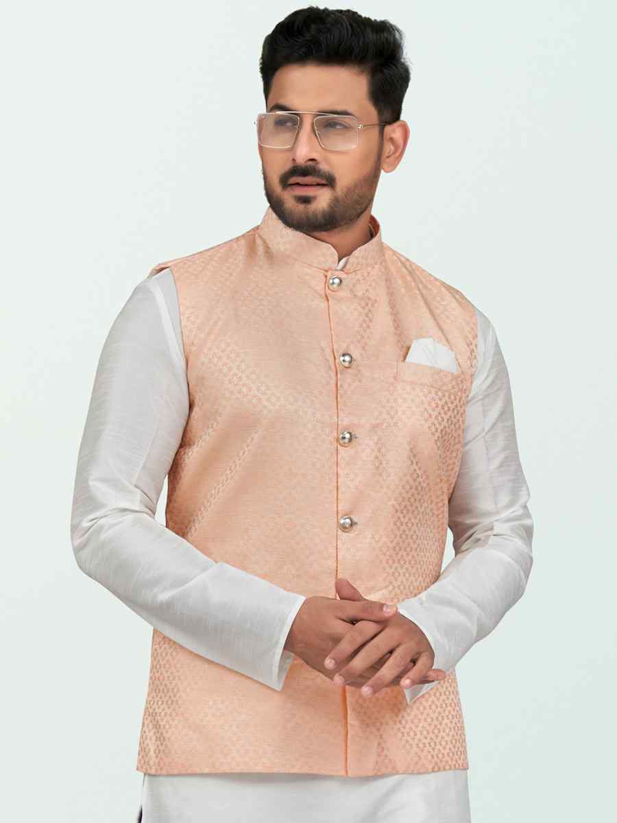 Off White Silk Dupion Embroidered Festival Wedding Kurta