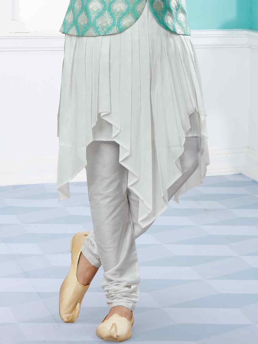 Off White Silk Dupion Woven Festival Party Kurta