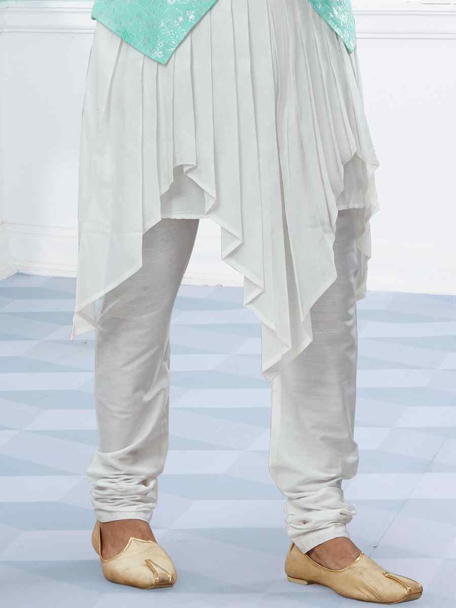 Off White Silk Dupion Woven Festival Party Kurta