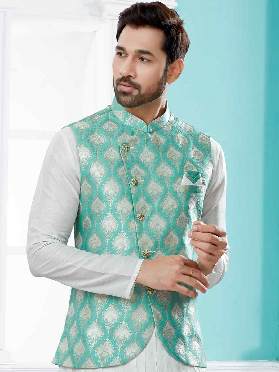 Off White Silk Dupion Woven Festival Party Kurta