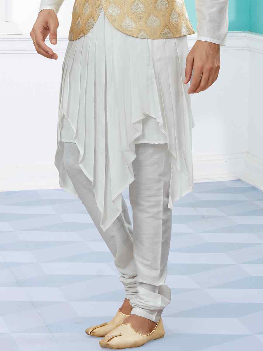 Off White Silk Dupion Woven Festival Party Kurta