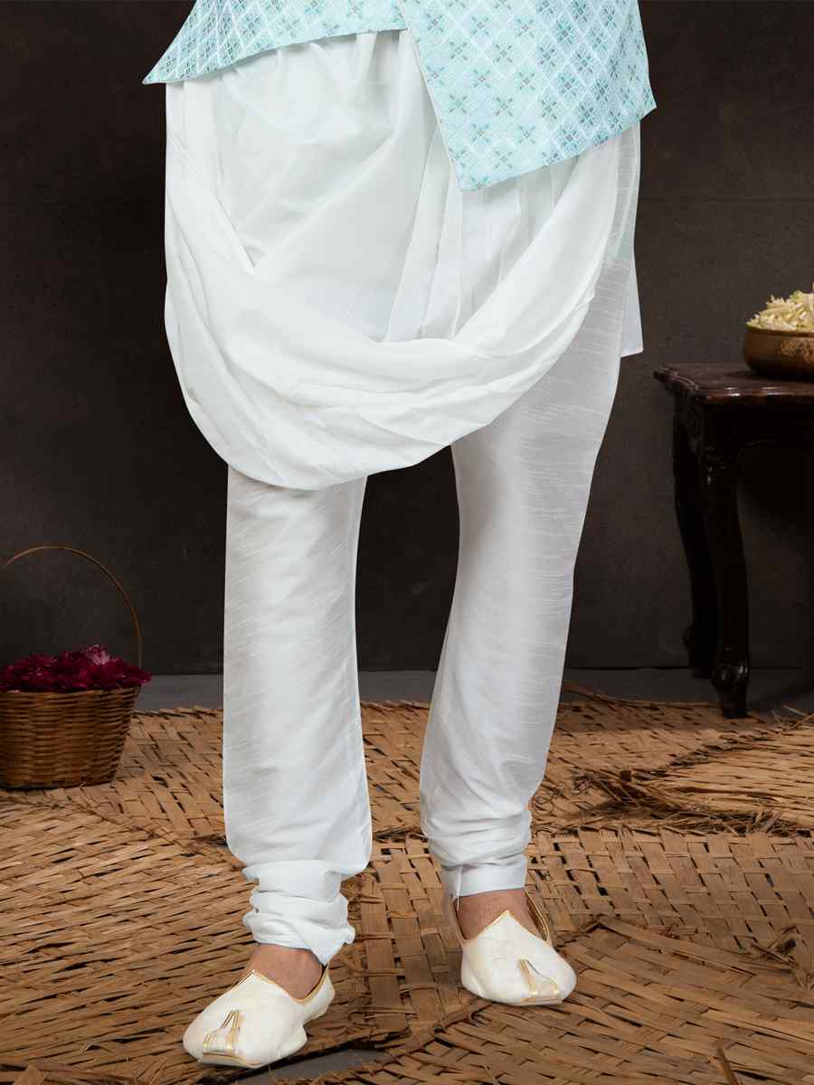 Off White Silk Dupion Woven Festival Wedding Kurta