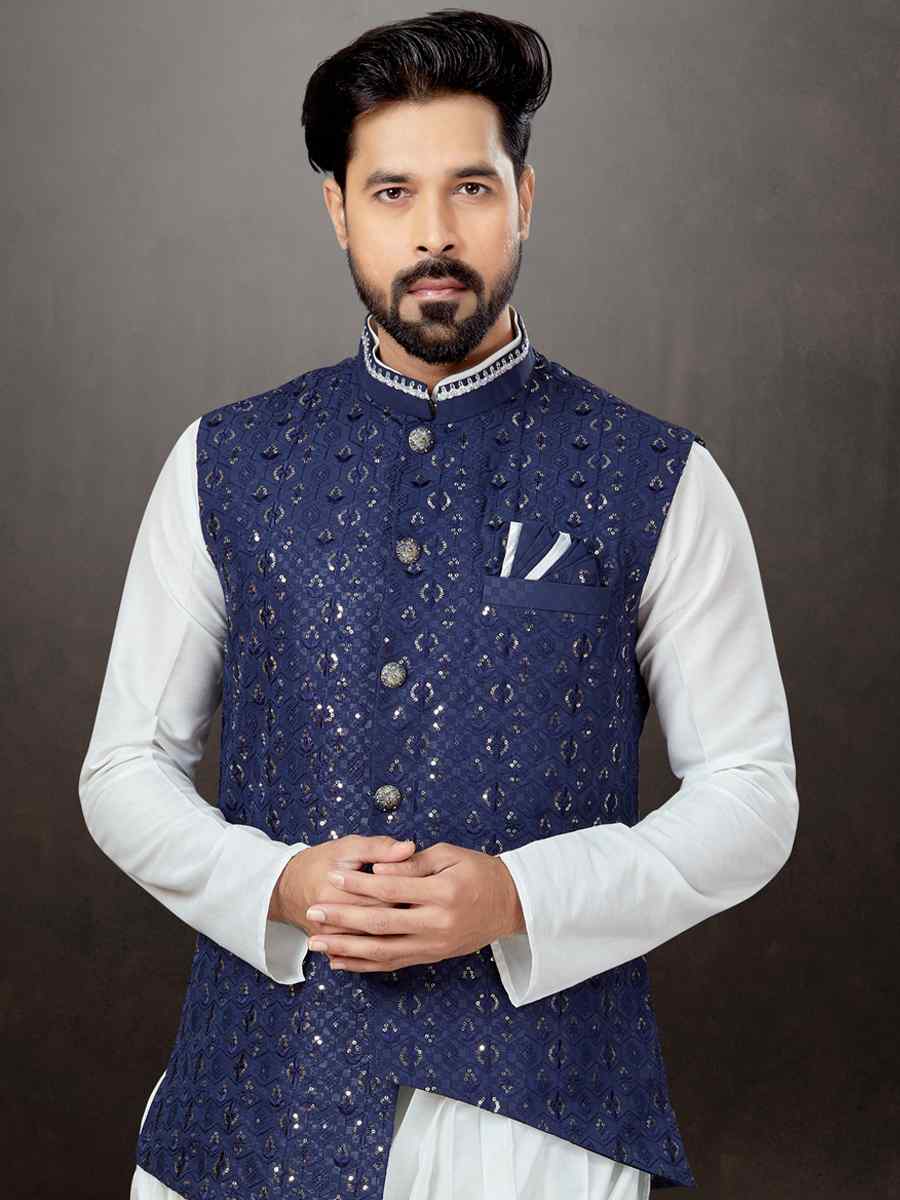 Off White Silk Dupion Woven Festival Wedding Kurta