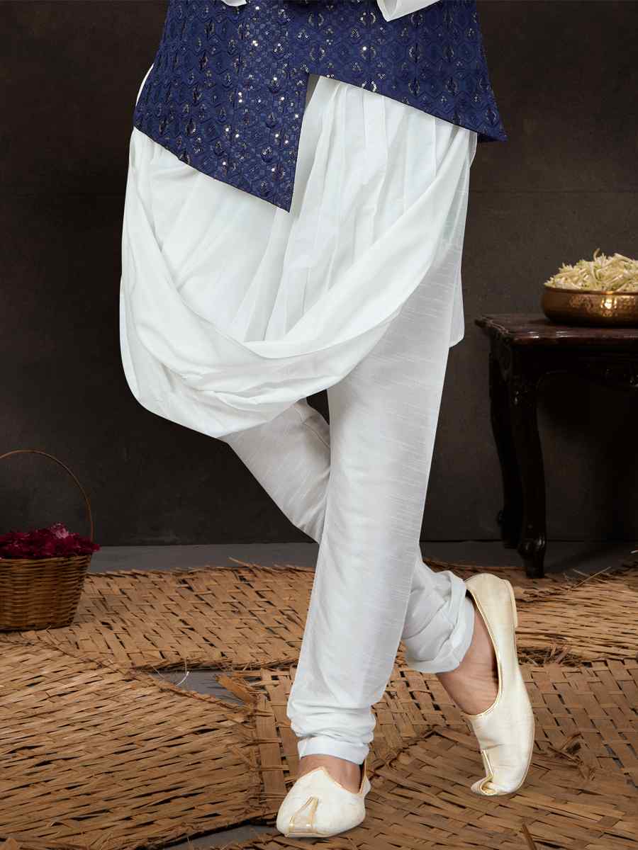 Off White Silk Dupion Woven Festival Wedding Kurta