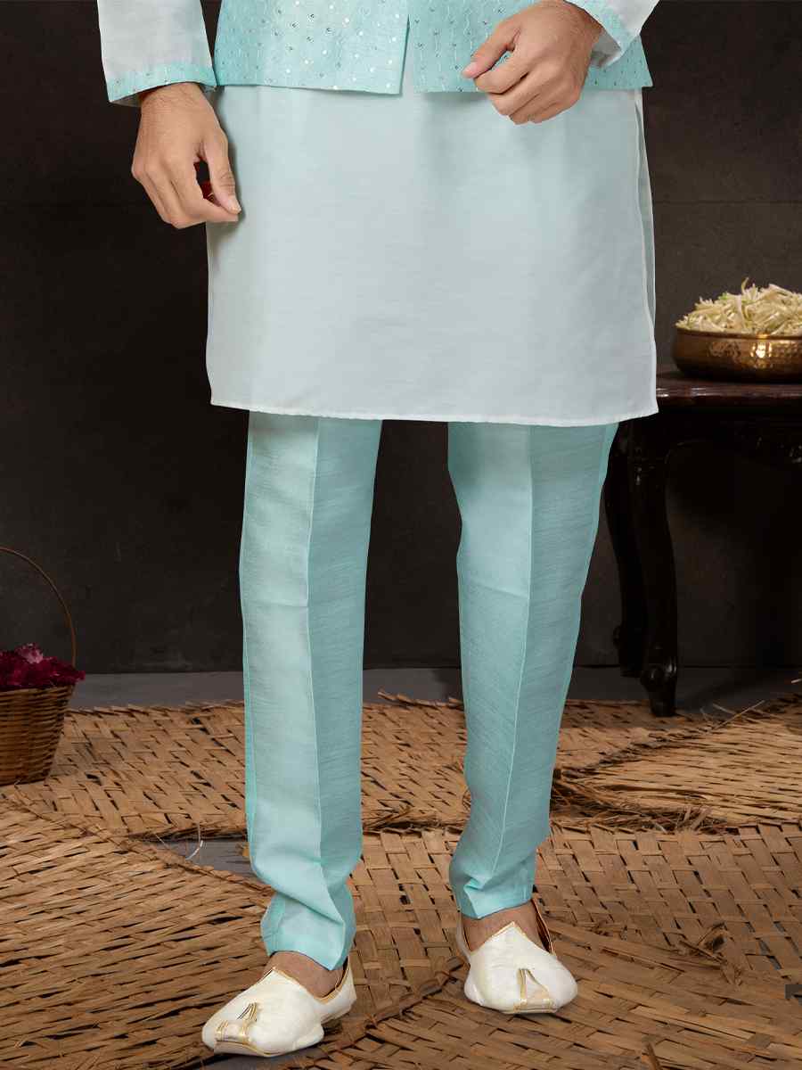 Off White Silk Dupion Woven Festival Wedding Kurta