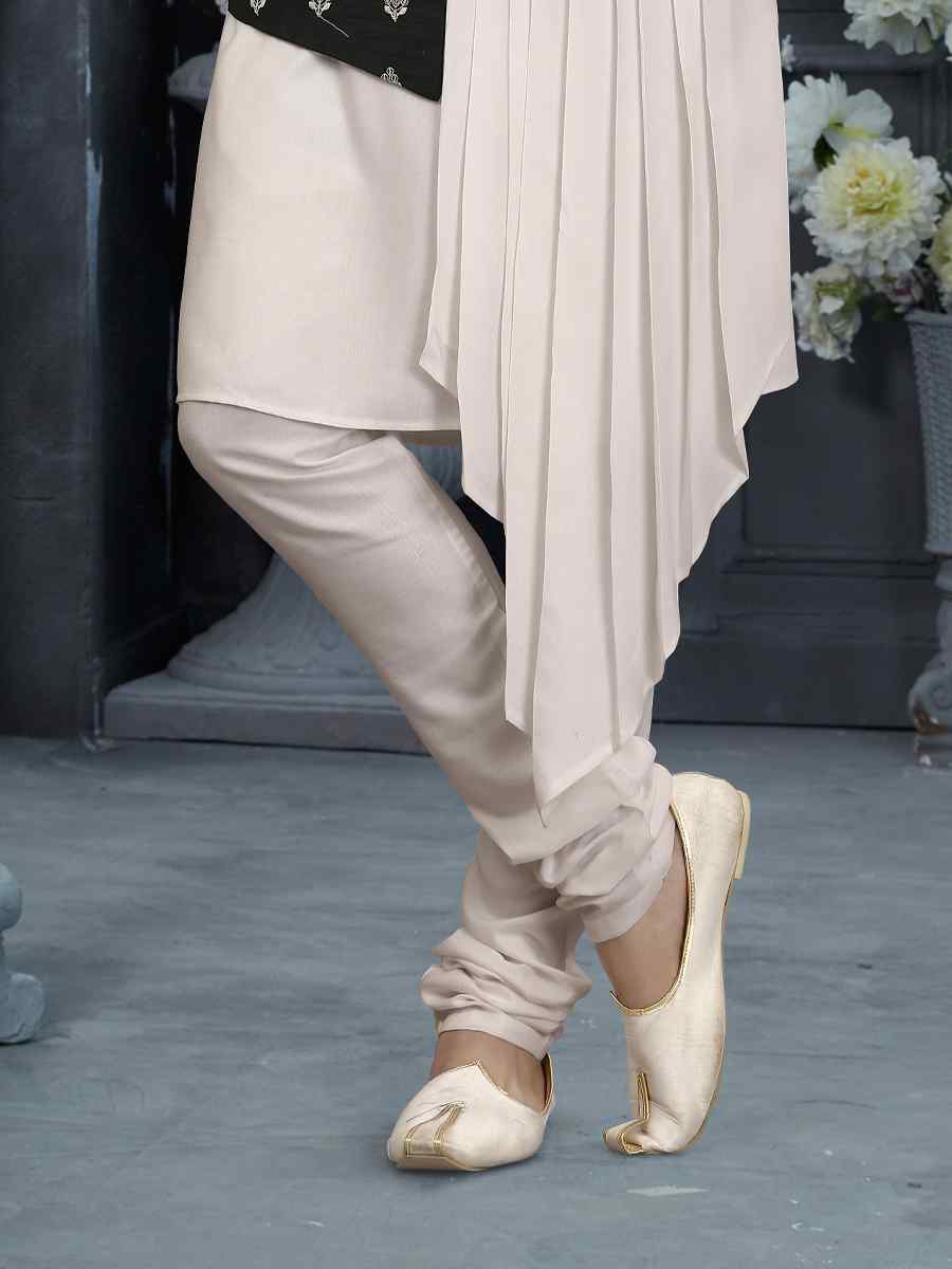 Off White Silk Dupion Woven Festival Wedding Sherwani