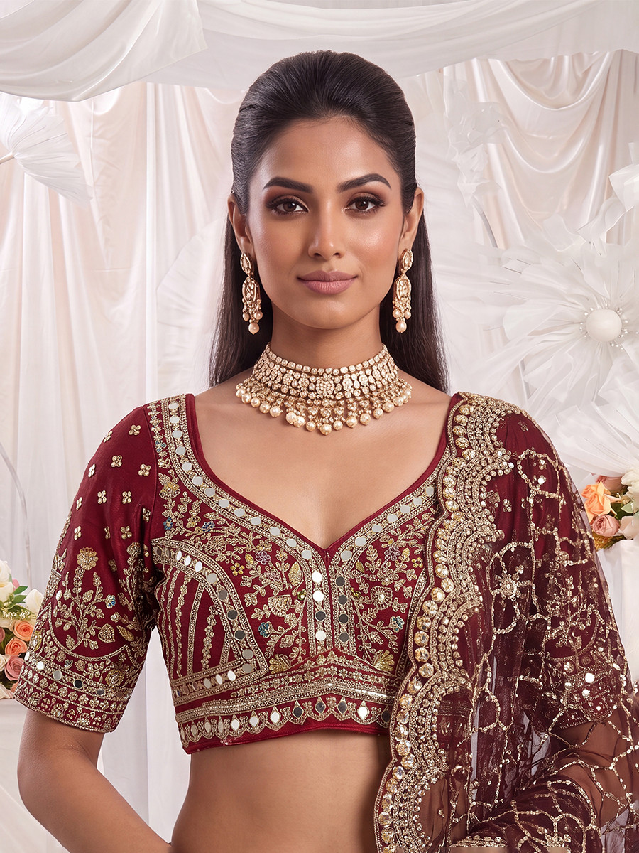 Off White Silk Embroidery Zardosi Sequins Wedding Reception Party Festival Ready Heavy Border Lehenga Choli