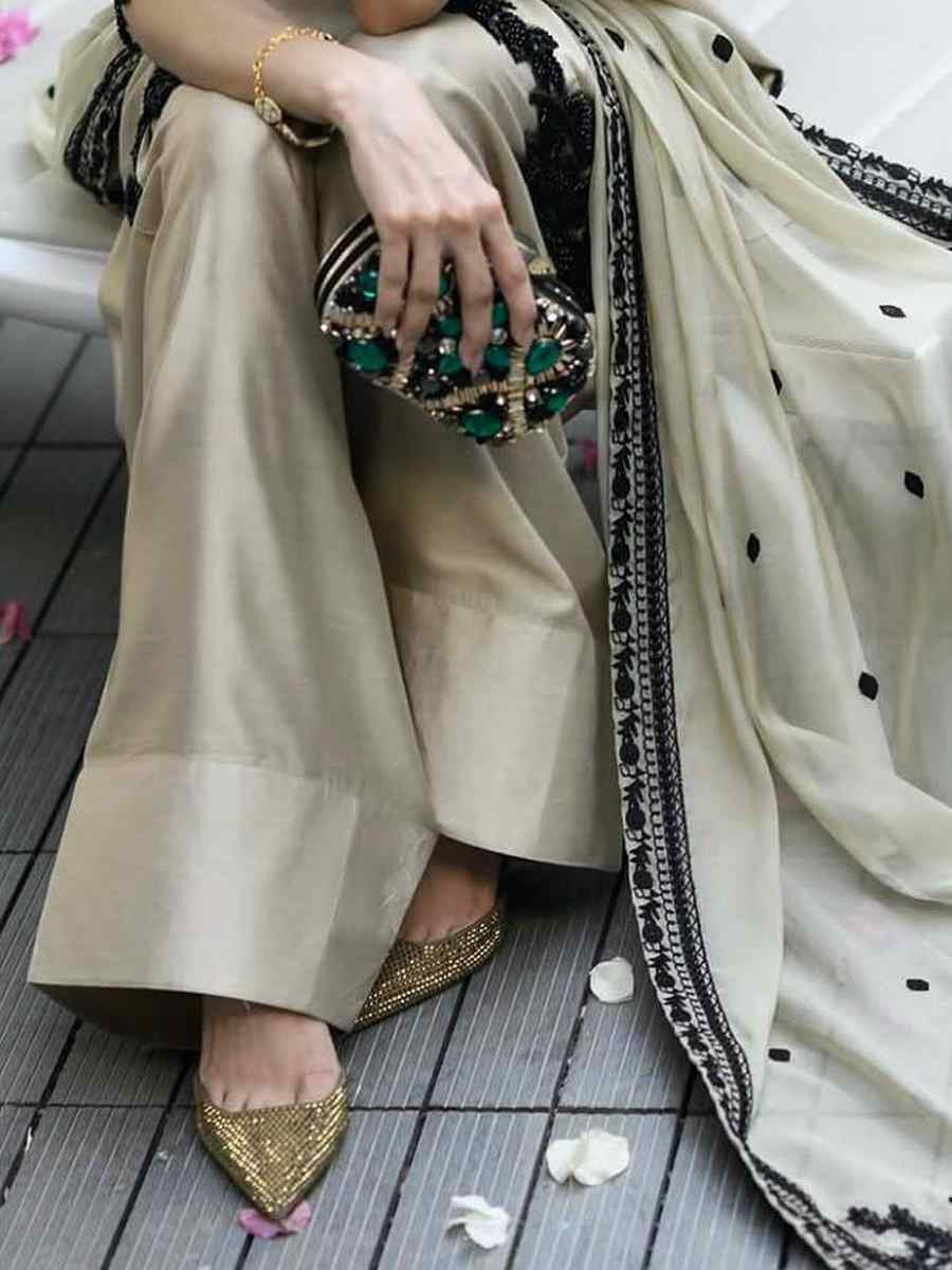 Off-White Star Georgette Embroidered Festival Mehendi Ready Farsi Salwar Kameez