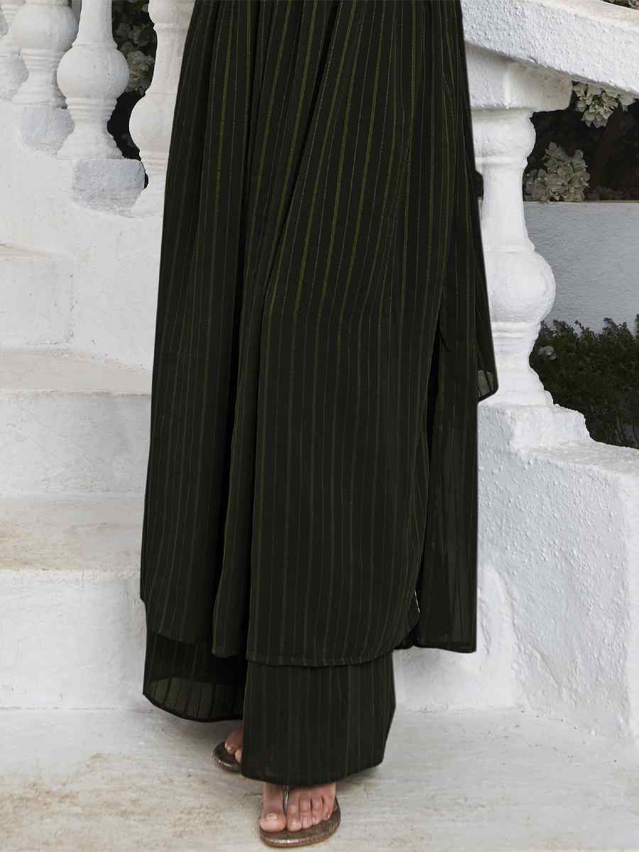 Olive Georgette Embroidered Festival Wedding Palazzo Pant Salwar Kameez