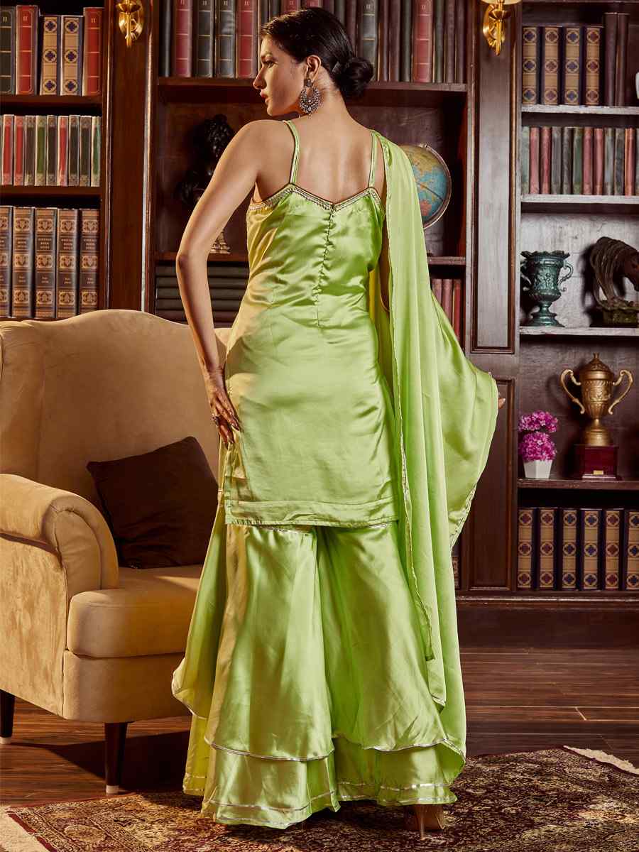Olive Green Cotton Handwoven Festival Palazzo Pant Salwar Kameez
