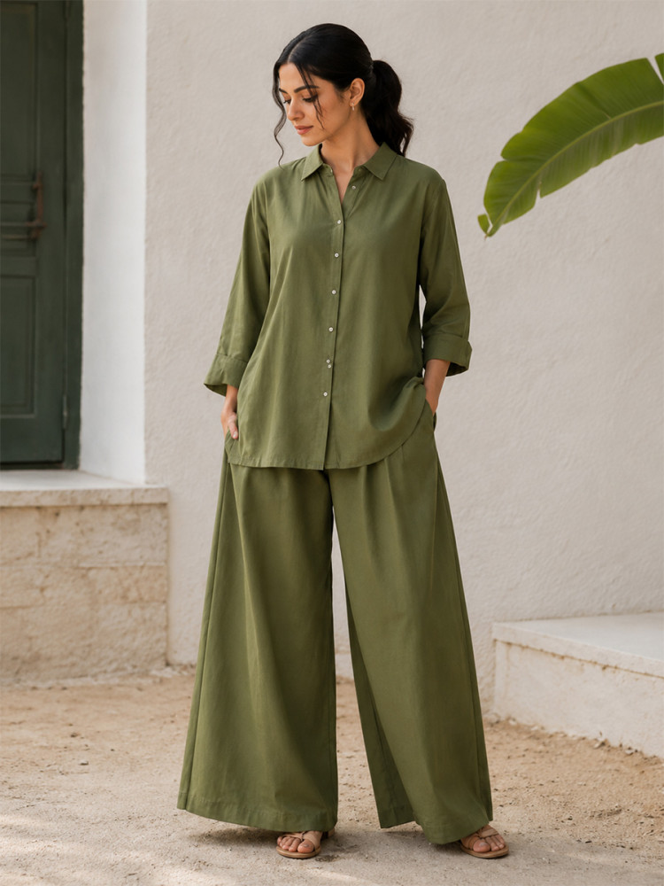 Image of Olive Green Cotton Plain Festival Casual Party Wear Reday Kurti Bottom Women Wear