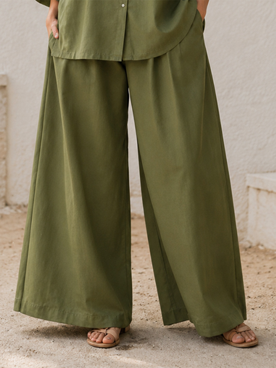 Olive Green Cotton Plain Festival Casual Party Wear Reday Kurti Bottom Women Wear