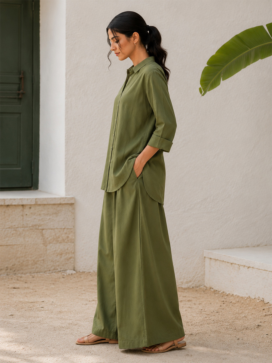 Olive Green Cotton Plain Festival Casual Party Wear Reday Kurti Bottom Women Wear