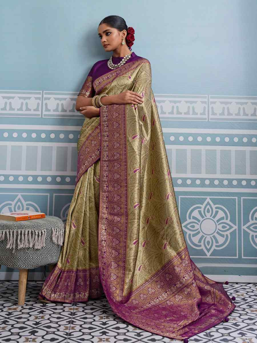 Olive Green Kanjivaram Soft Silk Kanjivaram Traditional Casual Reception Festival Wedding Fancy Heavy Border Saree