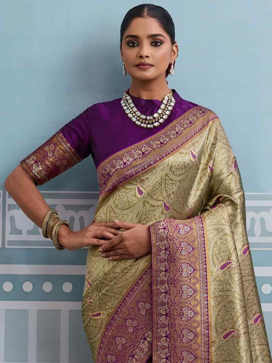 Olive Green Kanjivaram Soft Silk Kanjivaram Traditional Casual Reception Festival Wedding Fancy Heavy Border Saree