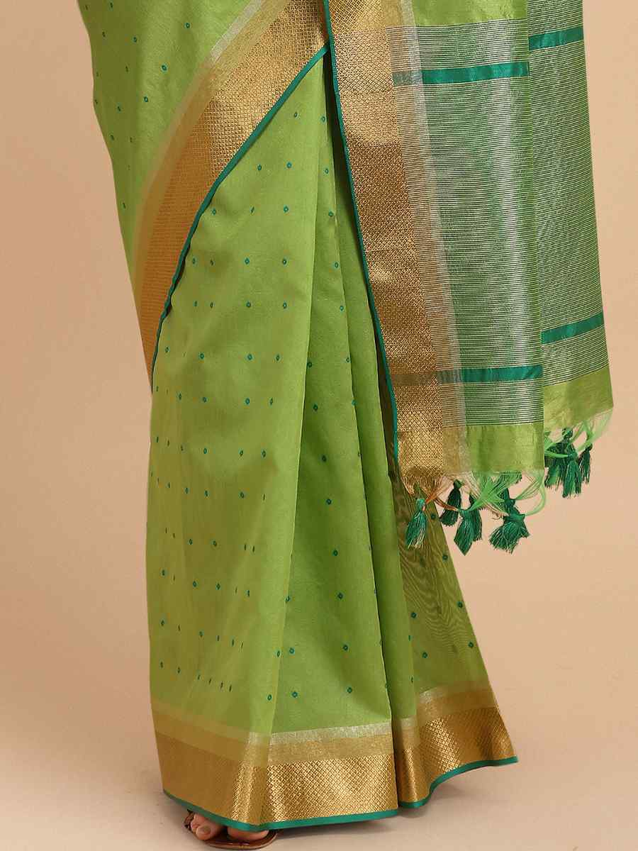 Olive Tussar Silk Handwoven Wedding Festival Heavy Border Saree