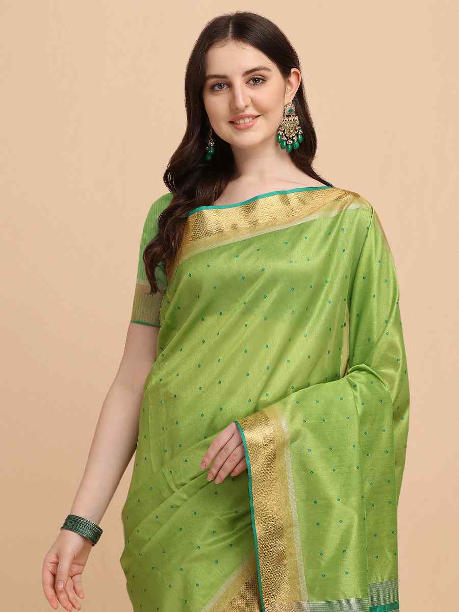 Olive Tussar Silk Handwoven Wedding Festival Heavy Border Saree