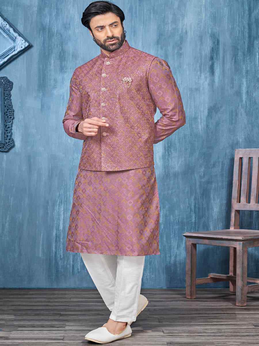 Onion Art Banarasi Silk Woven Festival Wedding Kurta