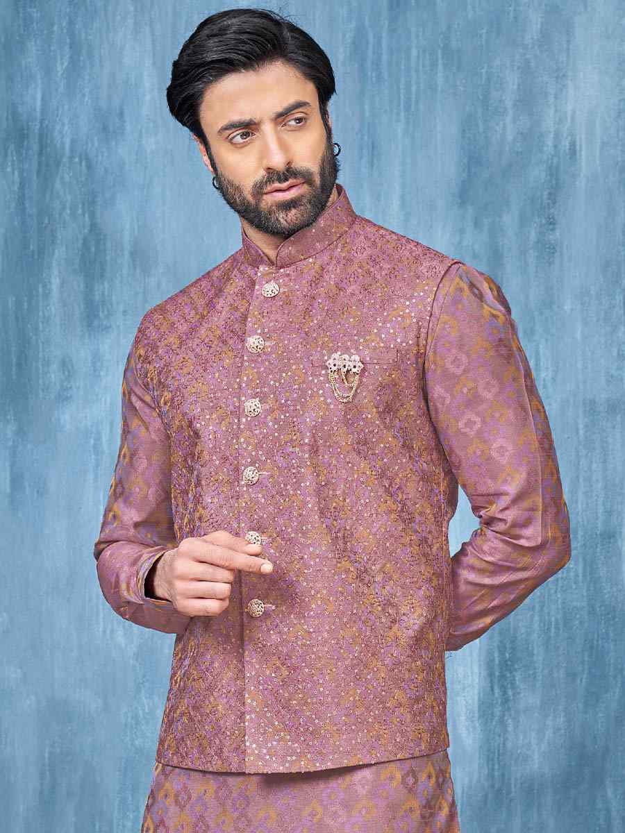 Onion Art Banarasi Silk Woven Festival Wedding Kurta