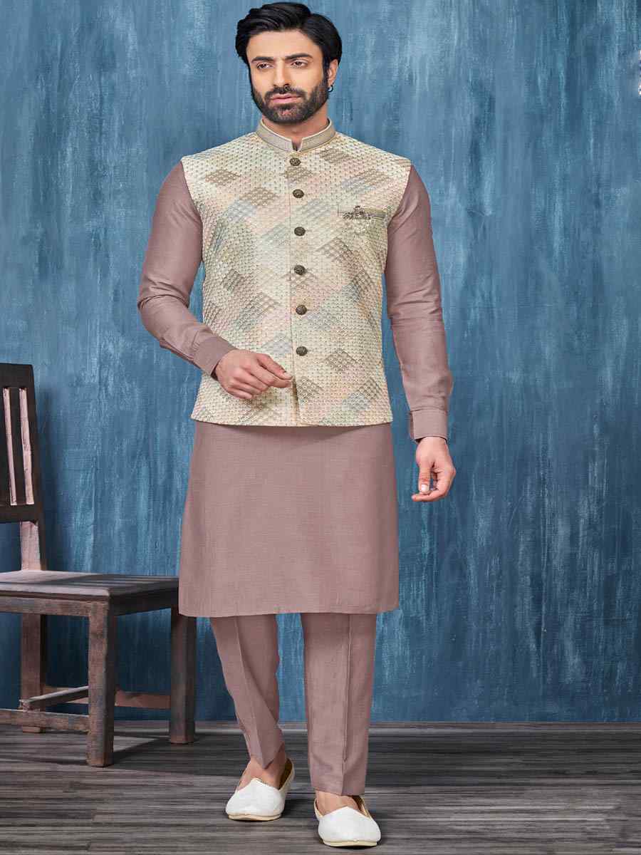 Onion Art Banarasi Silk Woven Festival Wedding Kurta