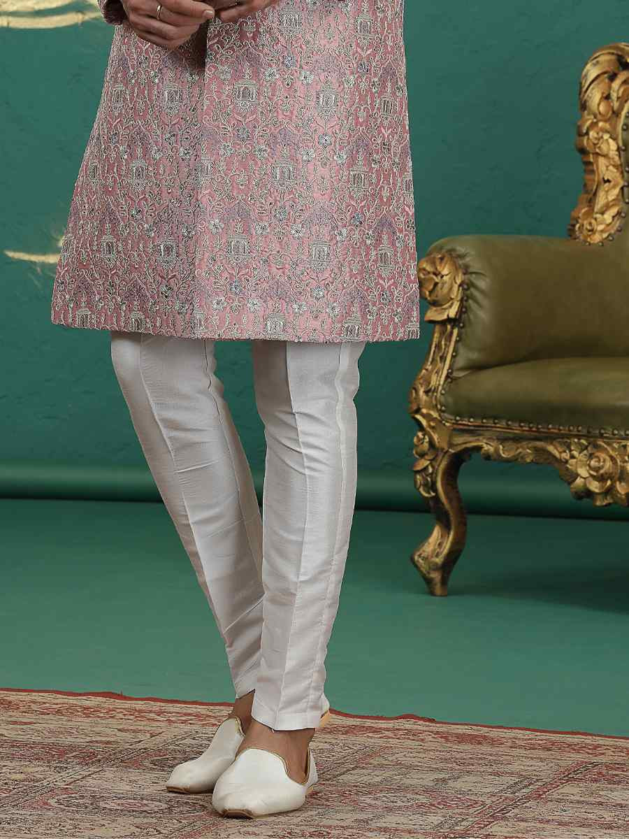 Onion Art Silk Embroidered Festival Wedding Mens Sherwani