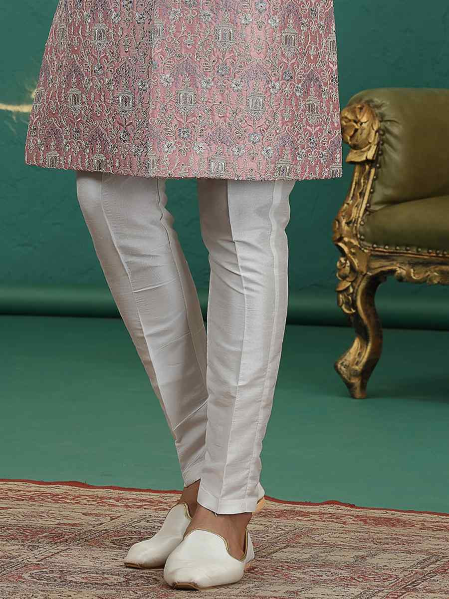 Onion Art Silk Embroidered Festival Wedding Mens Sherwani