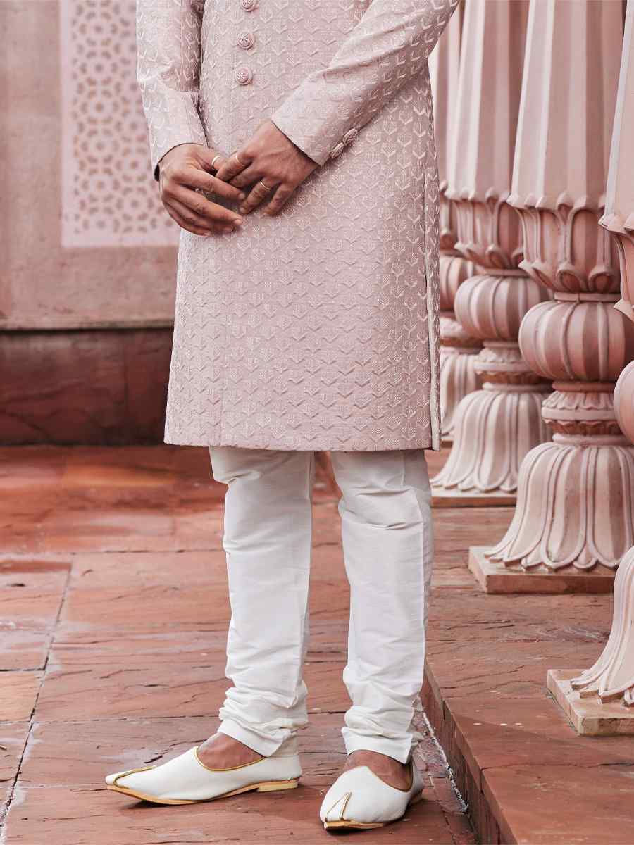 Onion Art Silk Embroidered Wedding Party Sherwani