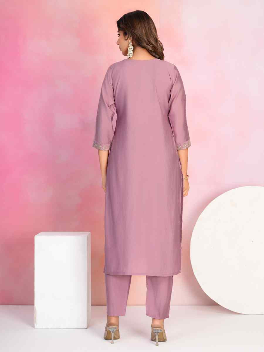Onion Chanderi Embroidered Festival Casual Ready Pant Salwar Kameez