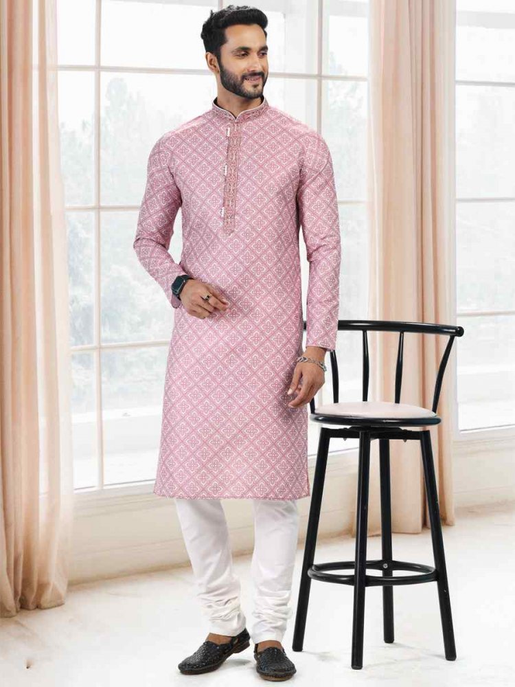 Onion Cotton Woven Festival Party Kurta